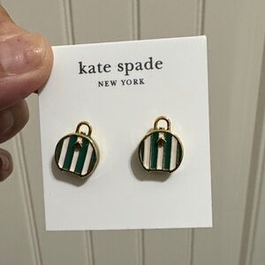 Kate Spade Gold and Green Striped Earrings